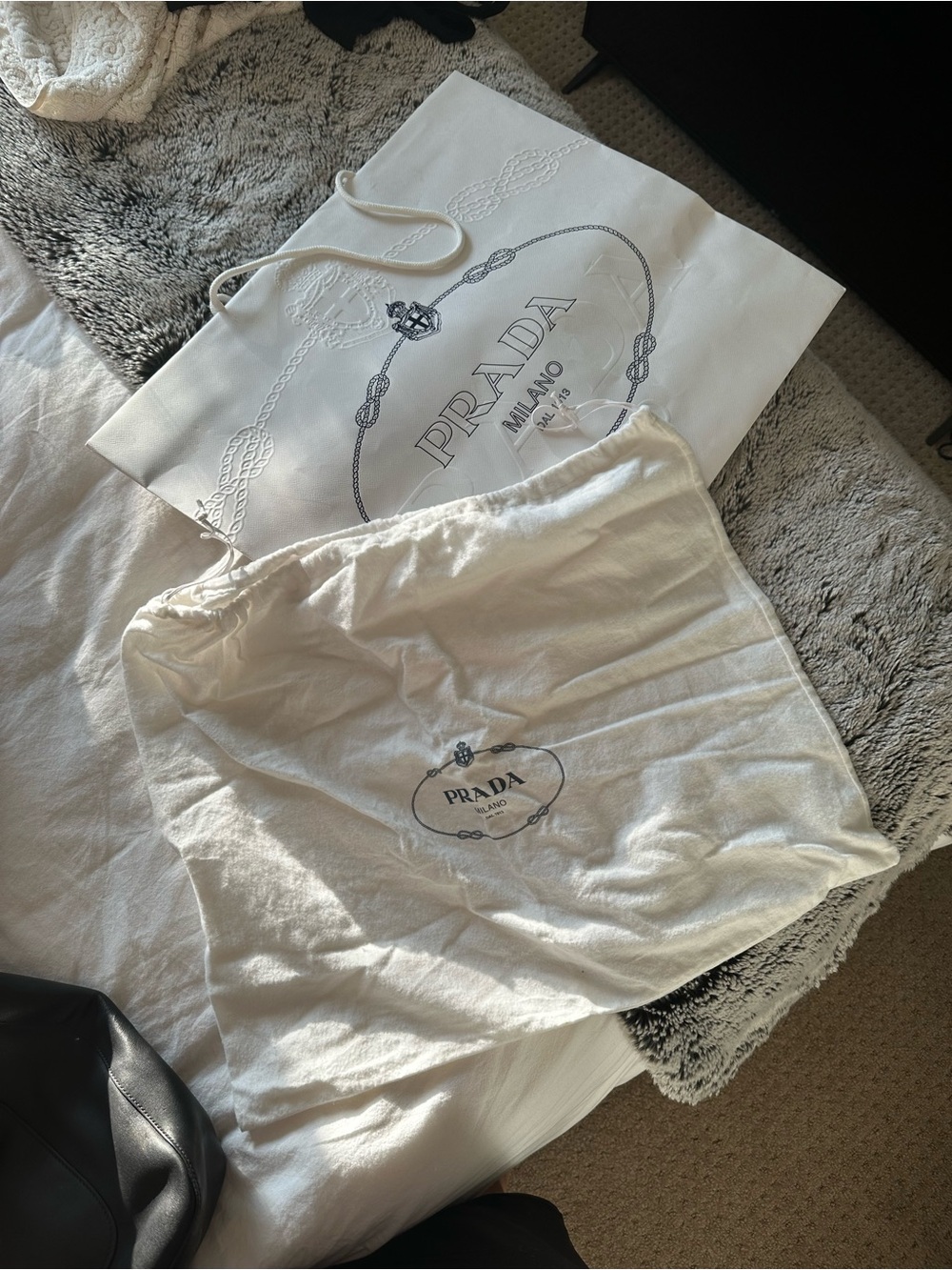 Prada White Drawstring Lingerie Dust Bag
